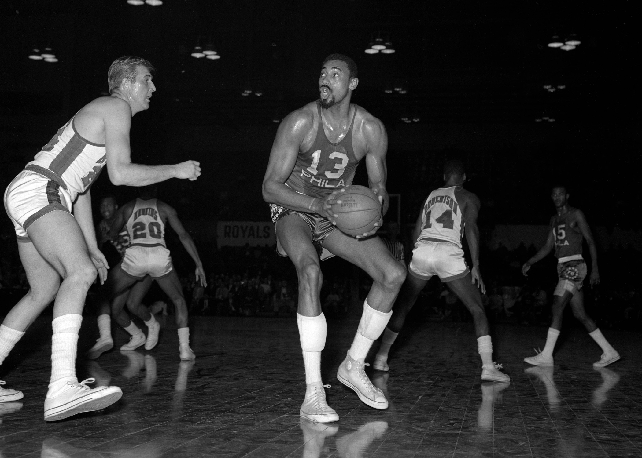 Philadelphia 76ers center Wilt Chamberlain (13)